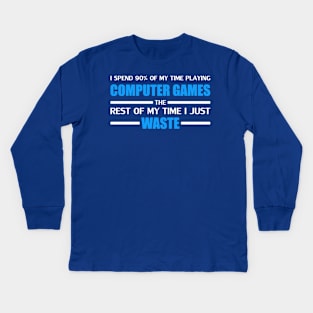 Computer Gaming Blue Kids Long Sleeve T-Shirt